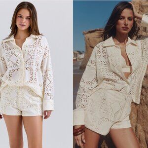 House of CB Eman white cotton broderie anglaise shorts NWOT